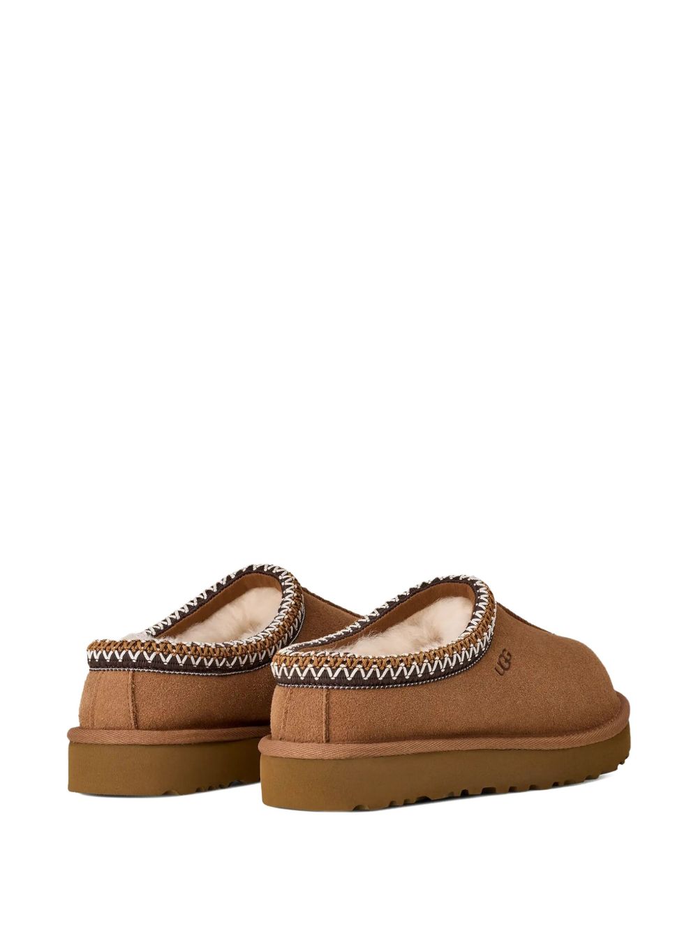 Ugg Australia Shearling-Trim Suede Slippers Beige