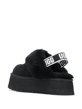 Ugg Australia Funkette Black Shearling and Leather Flatform Sandals Black