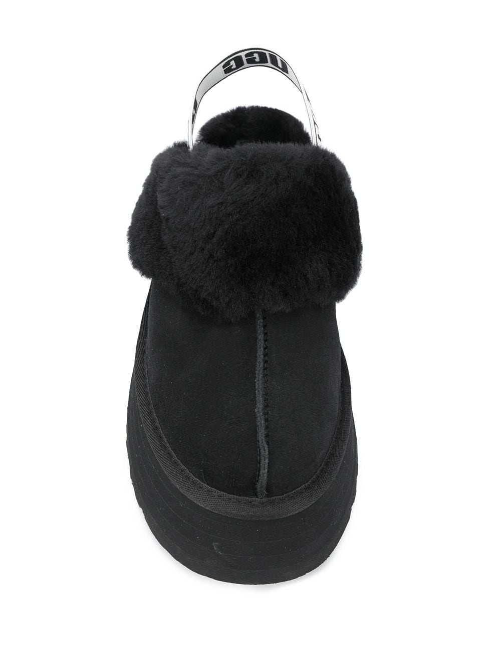 Ugg Australia Funkette Black Shearling and Leather Flatform Sandals Black