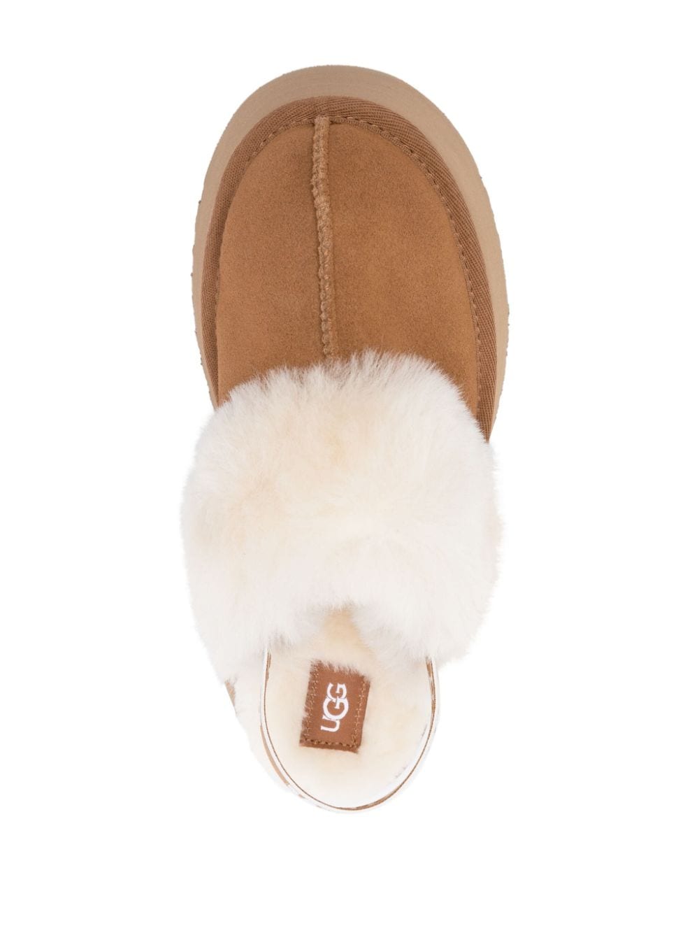 Ugg Australia Funkette Shearling-Trim Suede Platform Sandals Beige