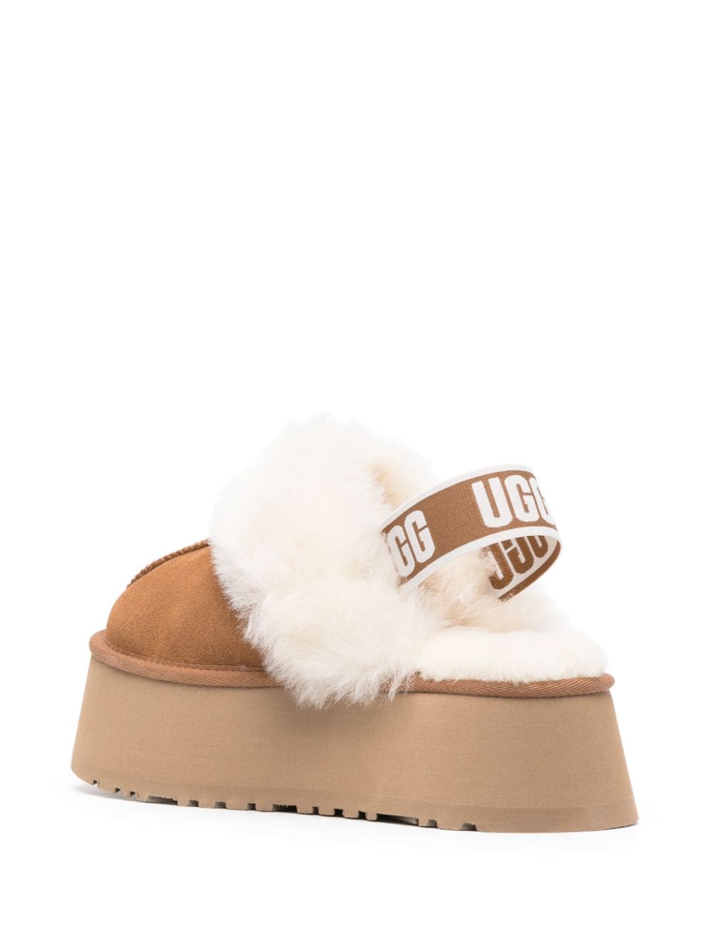 Ugg Australia Funkette Shearling-Trim Suede Platform Sandals Beige
