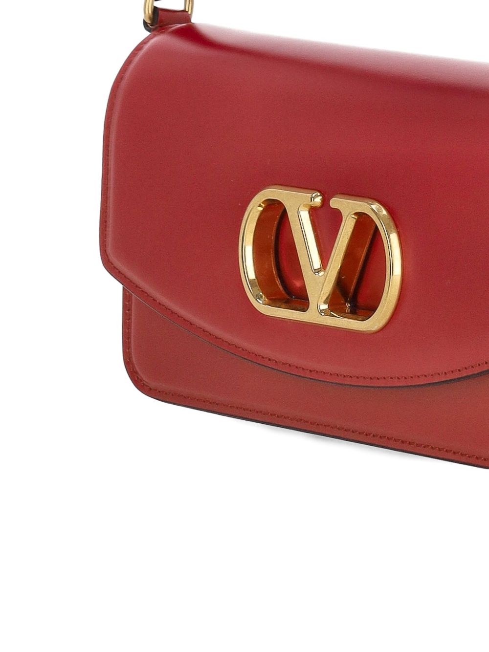 Valentino Garavani Vain Small Shiny Calfskin Shoulder Bag Red