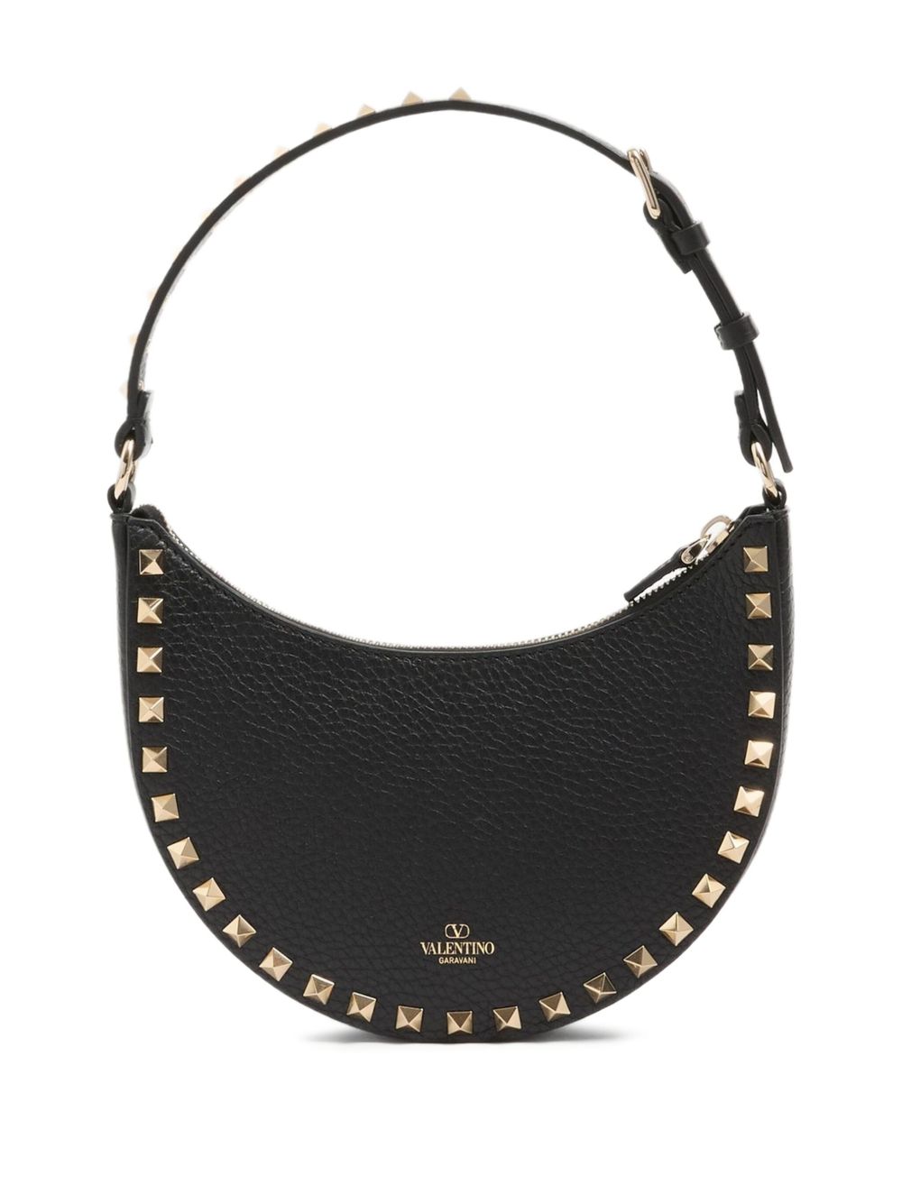 Valentino Garavani Rockstud Mini Hobo Leather Clutch Bag Black black