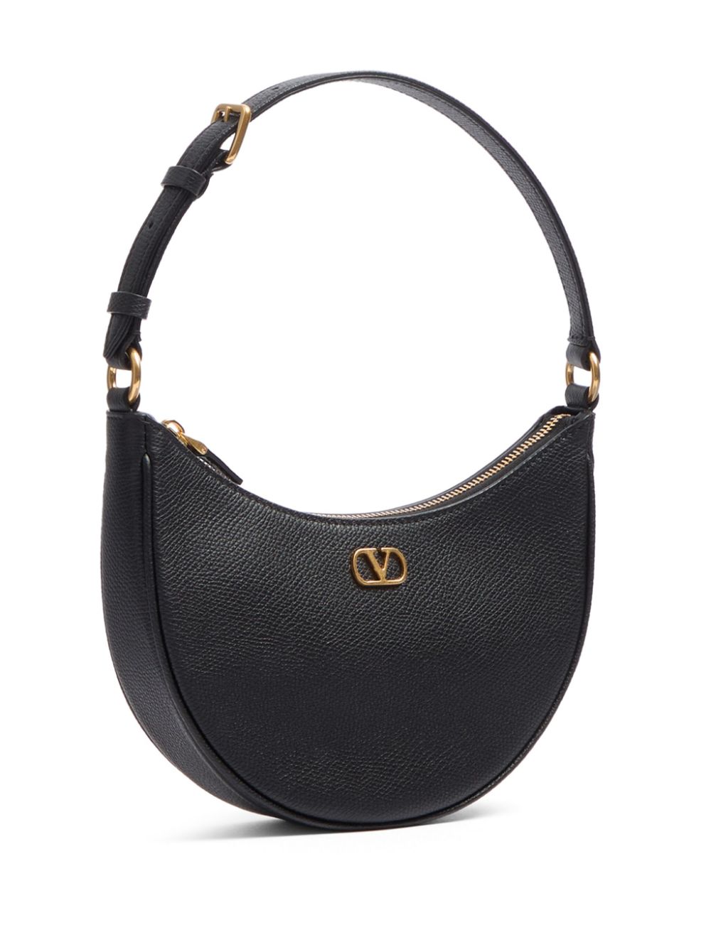 Valentino Garavani VLogo Signature Mini Calf Leather Hobo Bag Black Black