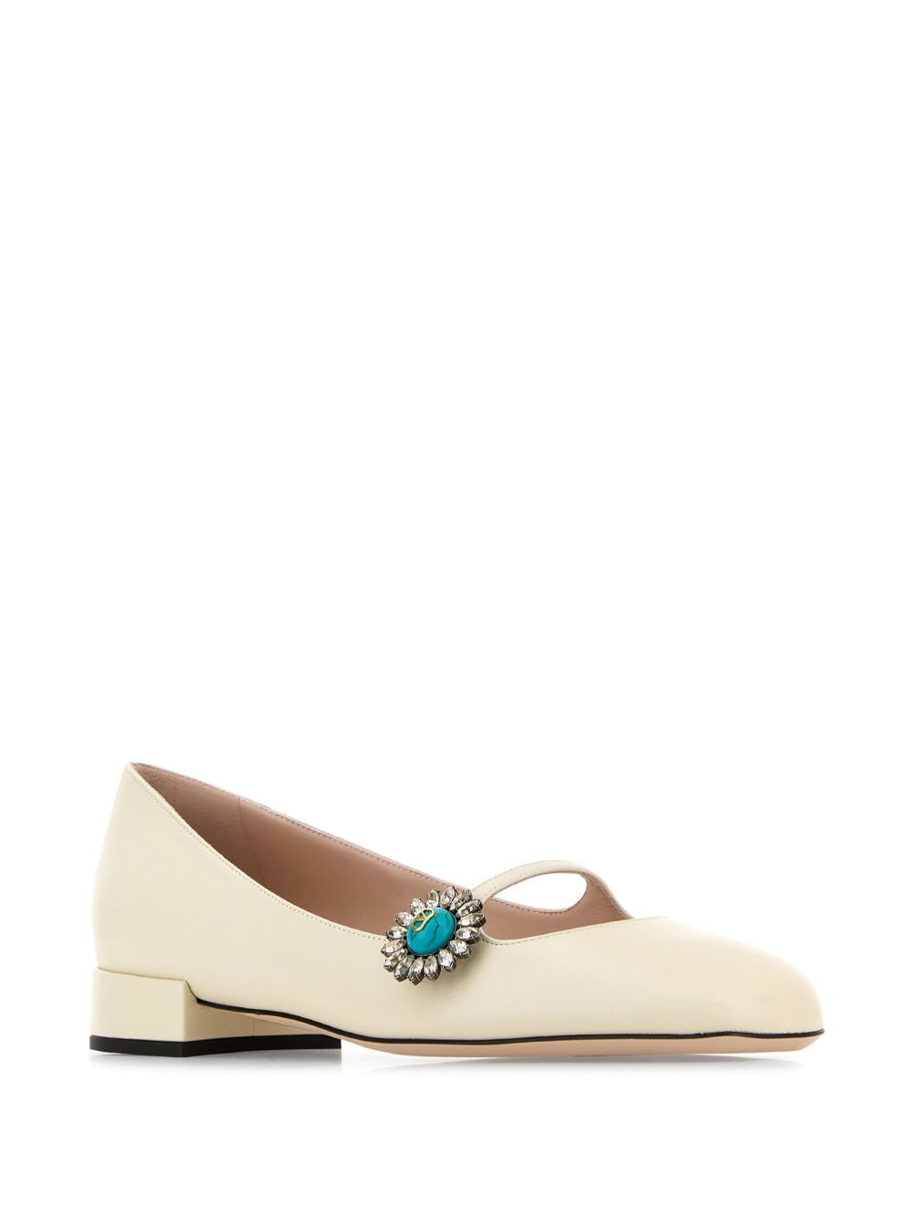 Valentino Garavani Crystal-Embellished Patent Leather Ballet Flats White White