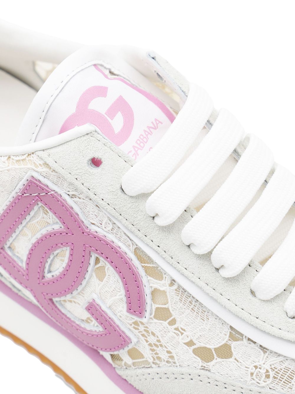 Dolce & Gabbana DG Cushion Sneakers Pink with Black Lace-Up and Logo Patch Pink