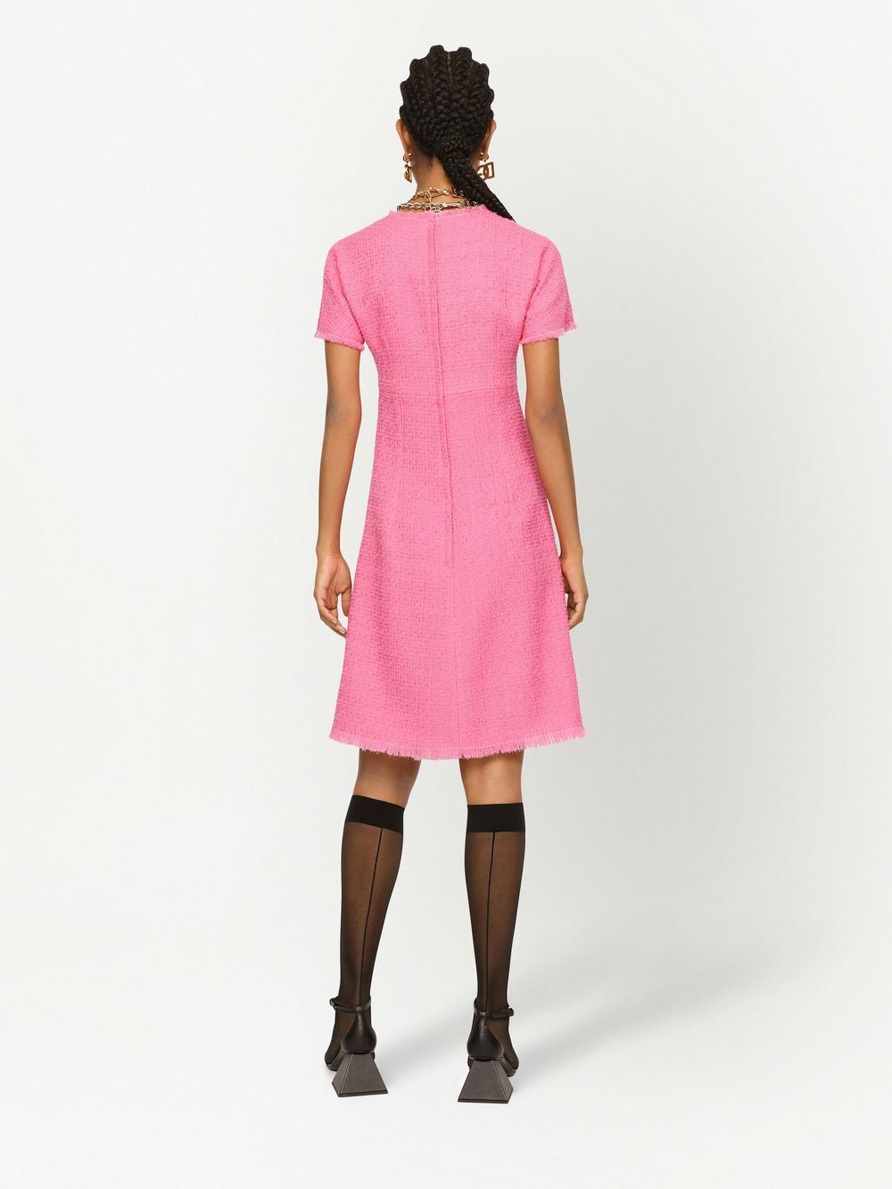 Dolce & Gabbana Rachel Wool Tweed Mini Dress Pink
