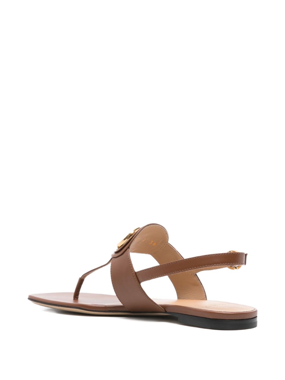 Valentino Garavani VLogo Signature Leather Thong Sandals Leather Brown