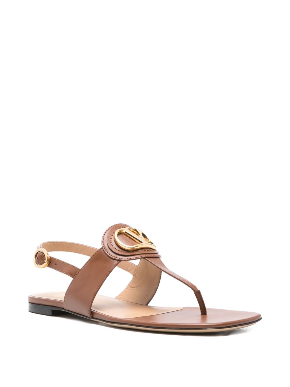 Valentino Garavani VLogo Signature Leather Thong Sandals Leather Brown