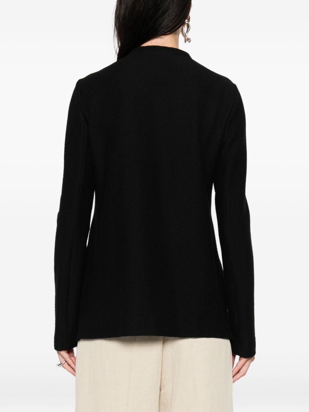 Emporio Armani Asymmetrical Cotton Single-Breasted Jacket Black Black