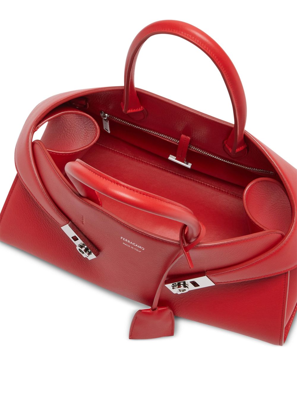Ferragamo Hug Small Leather Tote Bag Red