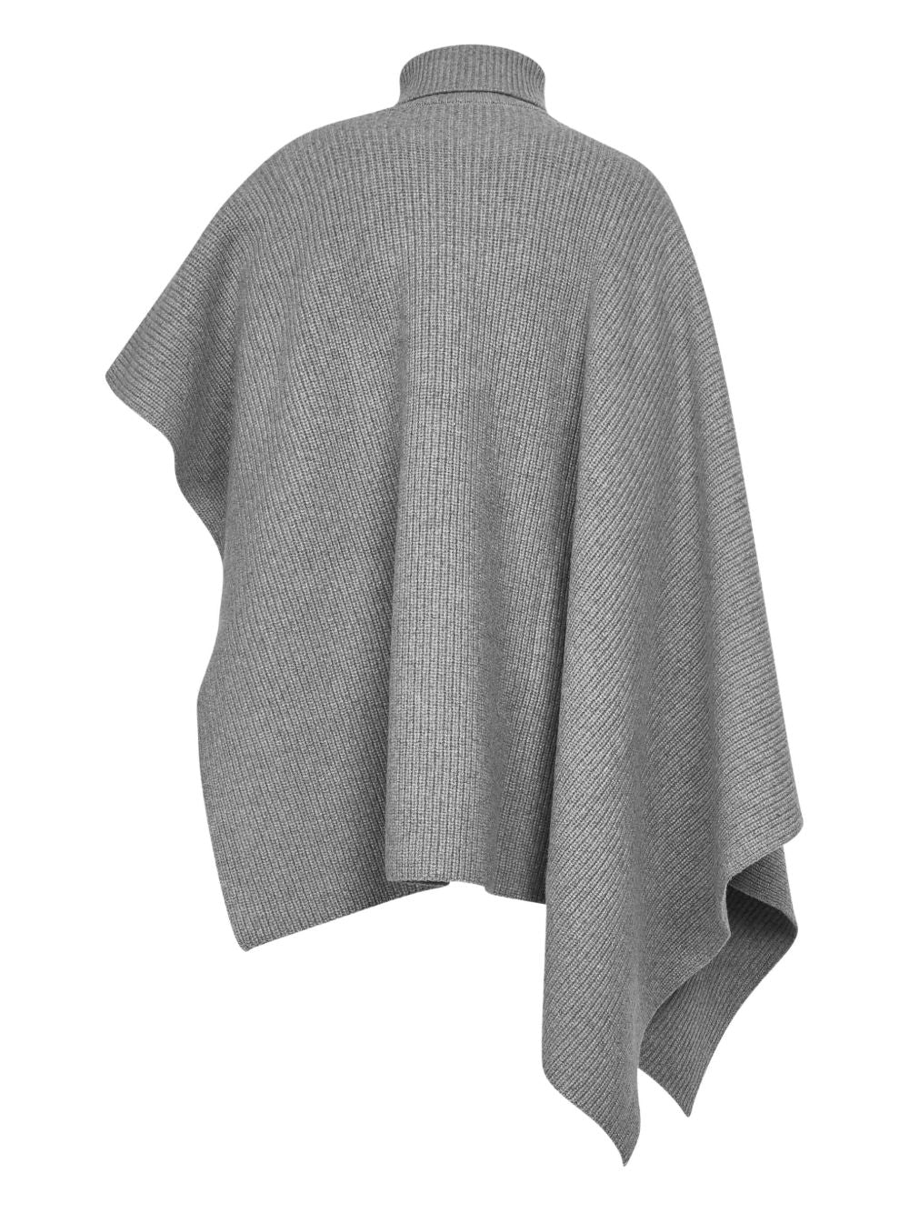 Stella McCartney Asymmetric Ribbed Wool-Cashmere Poncho Grey