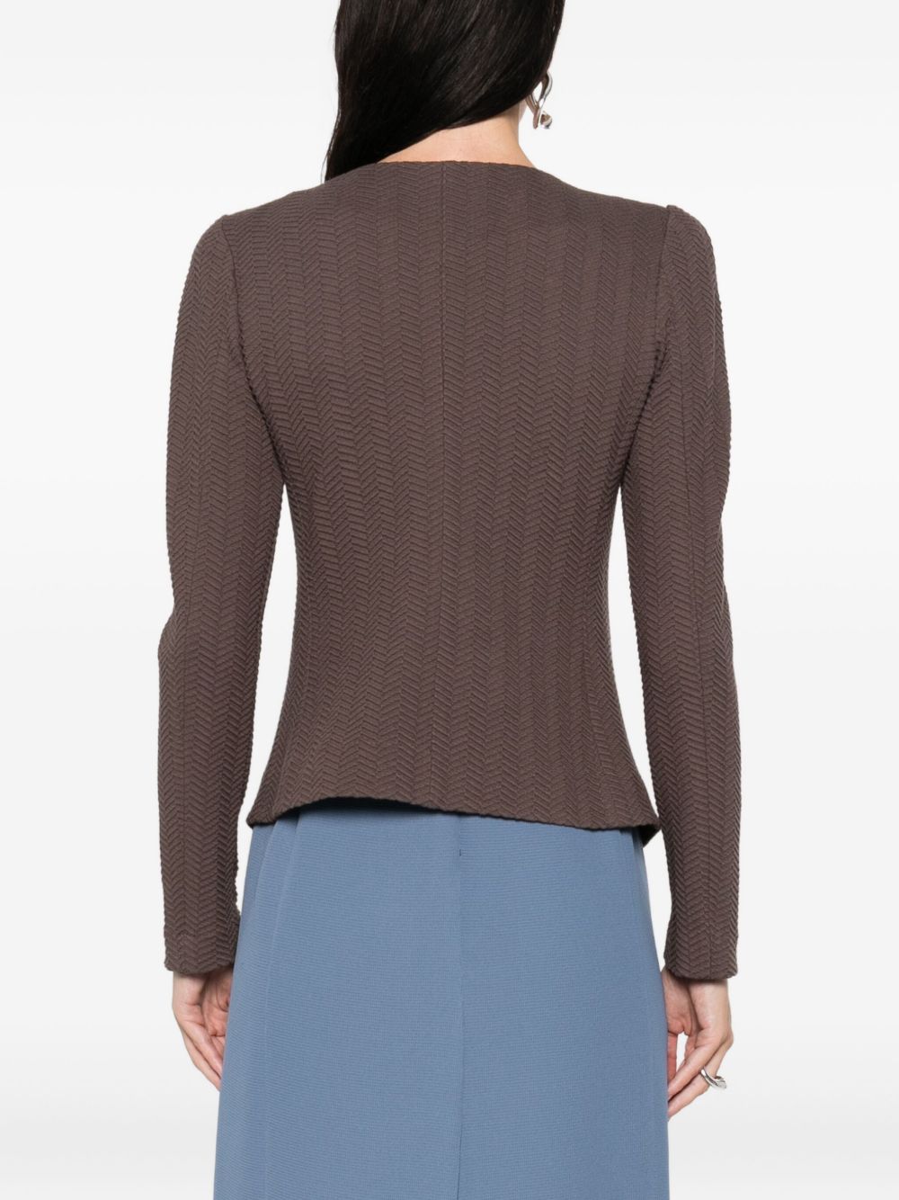 Emporio Armani Chevron Cotton Blend Blazer Dove Grey