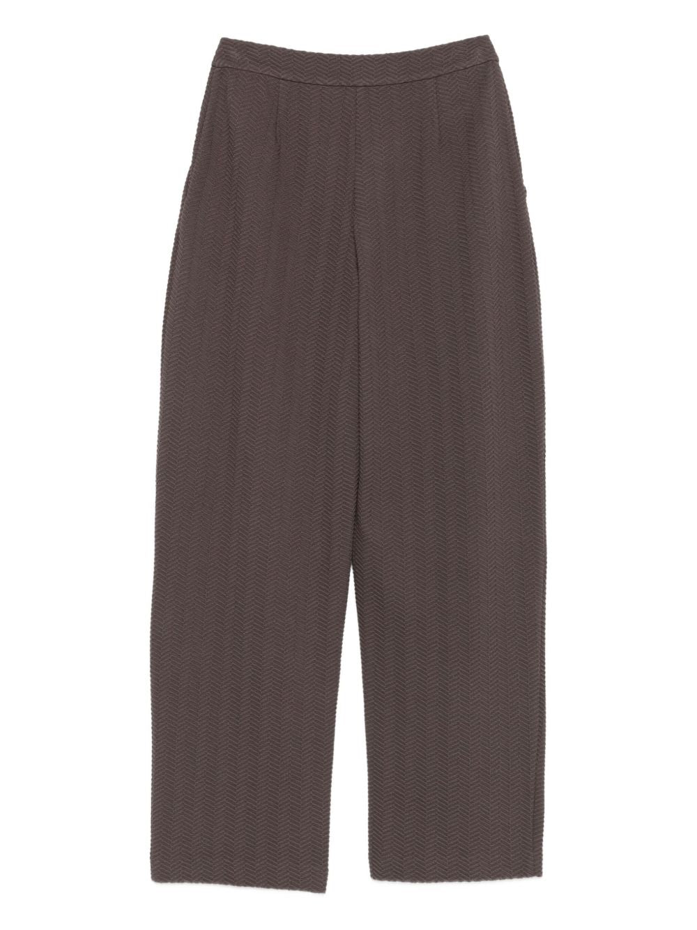 Emporio Armani High-Rise Chevron Pleated Straight-Leg Trousers Dove Grey