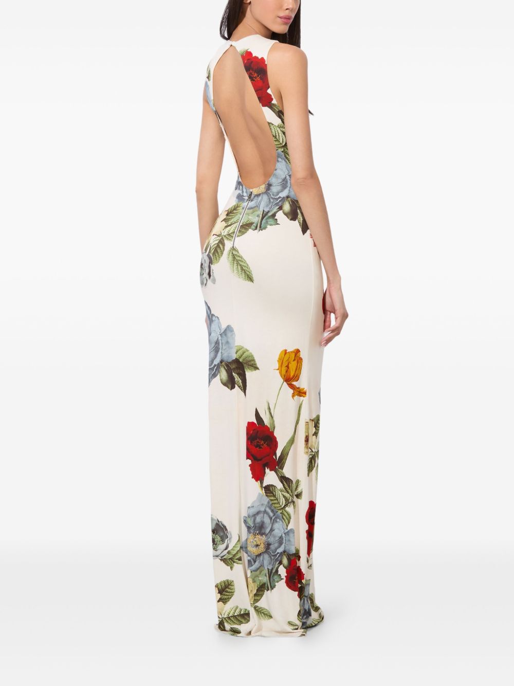 Alice + Olivia Floral Print Sleeveless Maxi Dress White