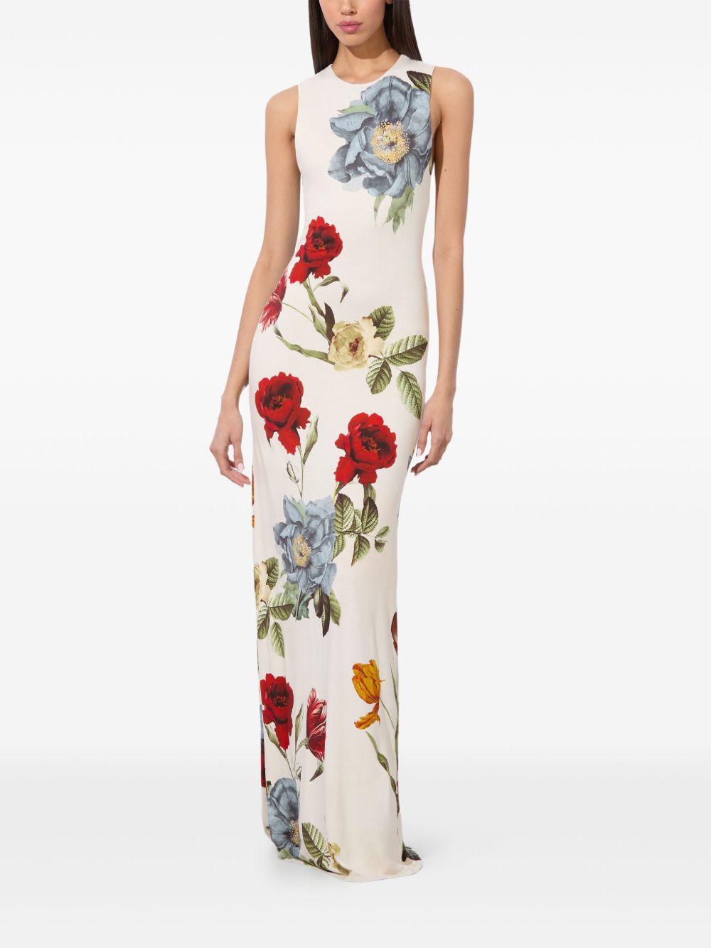 Alice + Olivia Floral Print Sleeveless Maxi Dress White