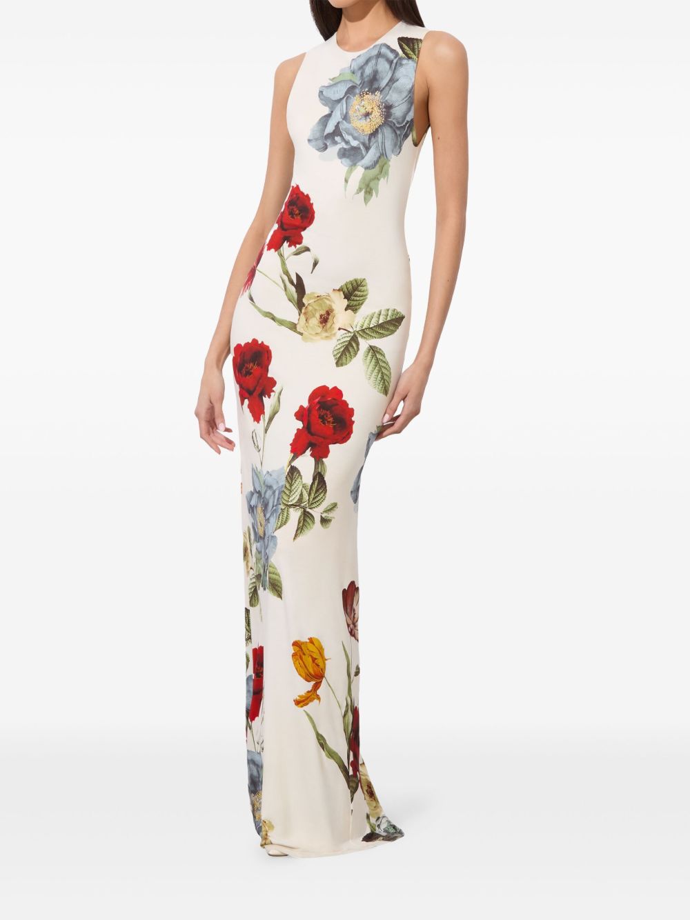 Alice + Olivia Floral Print Sleeveless Maxi Dress White