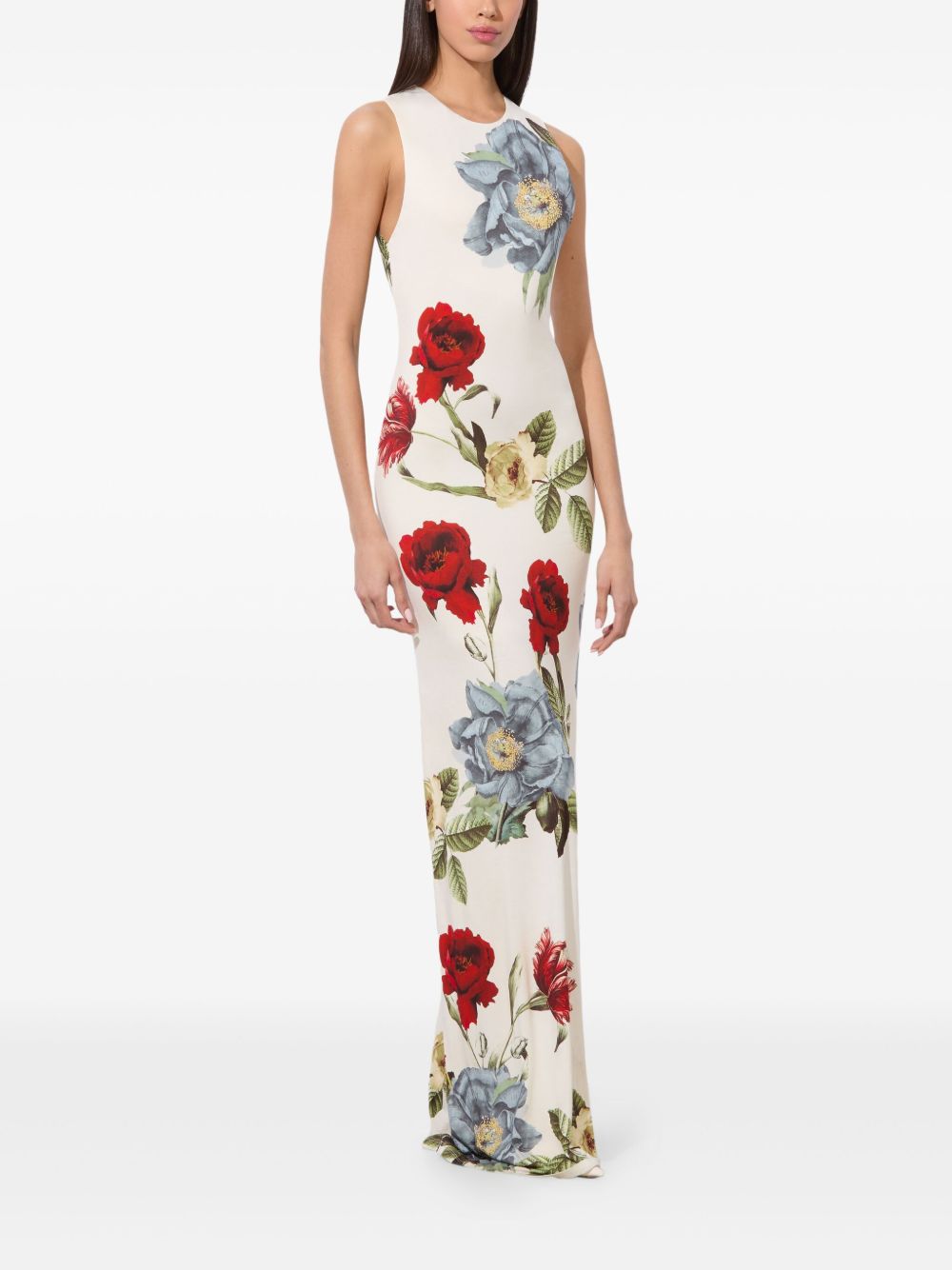 Alice + Olivia Floral Print Sleeveless Maxi Dress White
