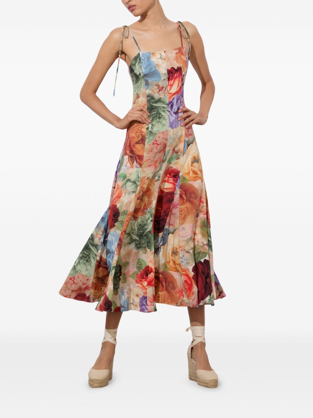 Alice + Olivia Jeannette Floral Midi Dress Multicolour