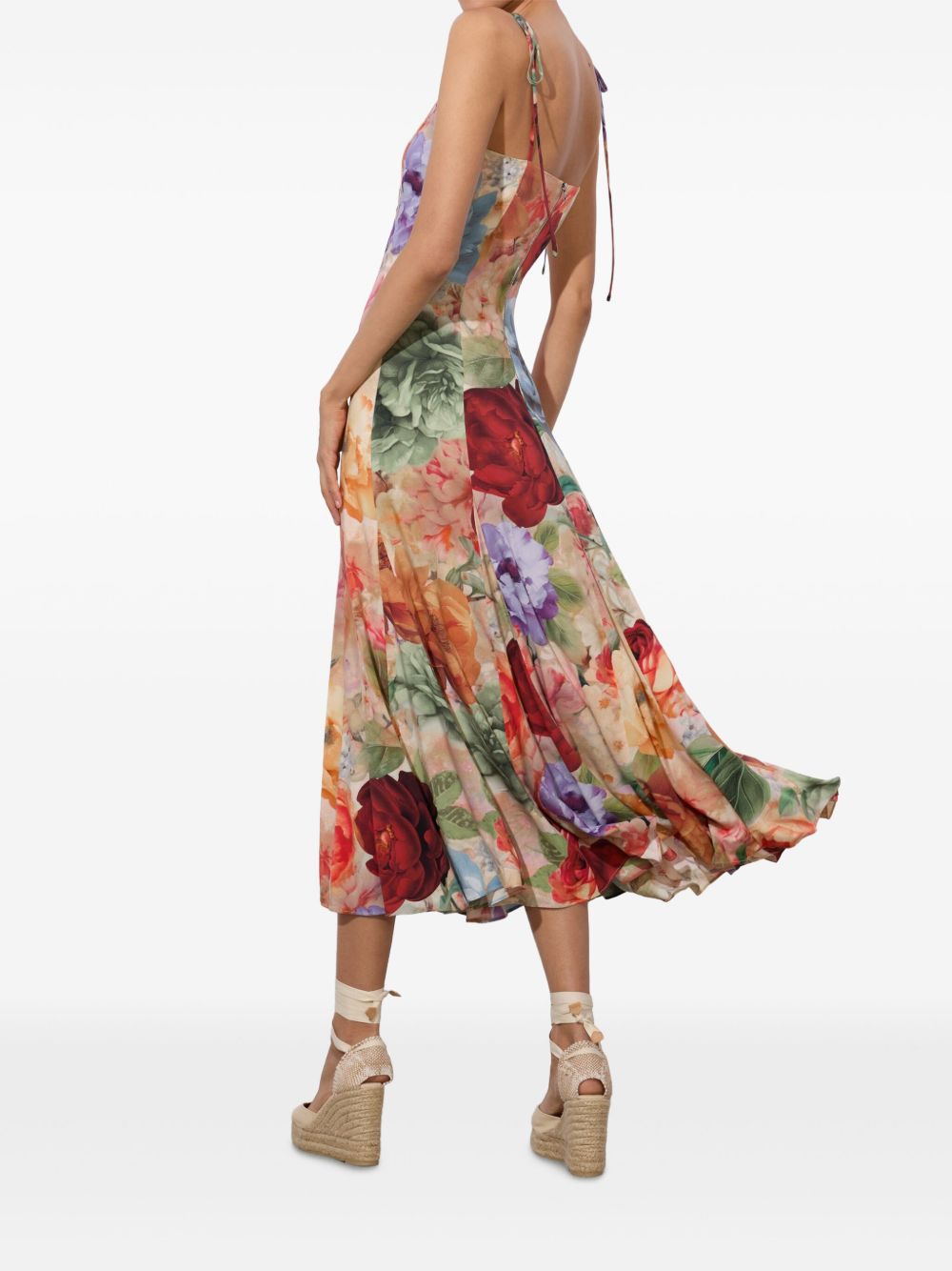 Alice + Olivia Jeannette Floral Midi Dress Multicolour