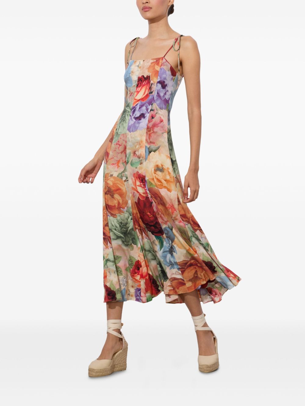 Alice + Olivia Jeannette Floral Midi Dress Multicolour
