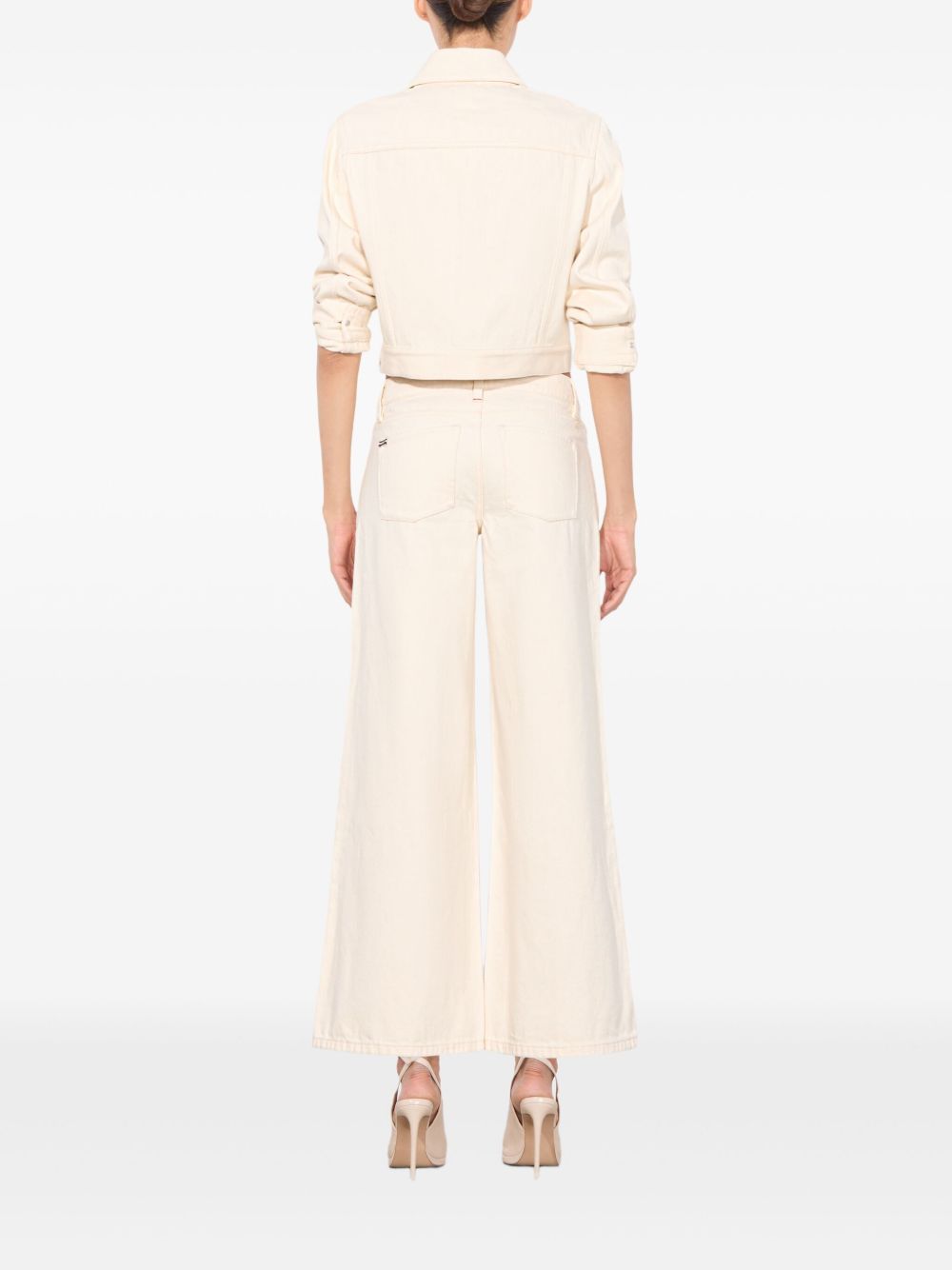 Alice + Olivia High-rise Wide-leg Cream Trousers White