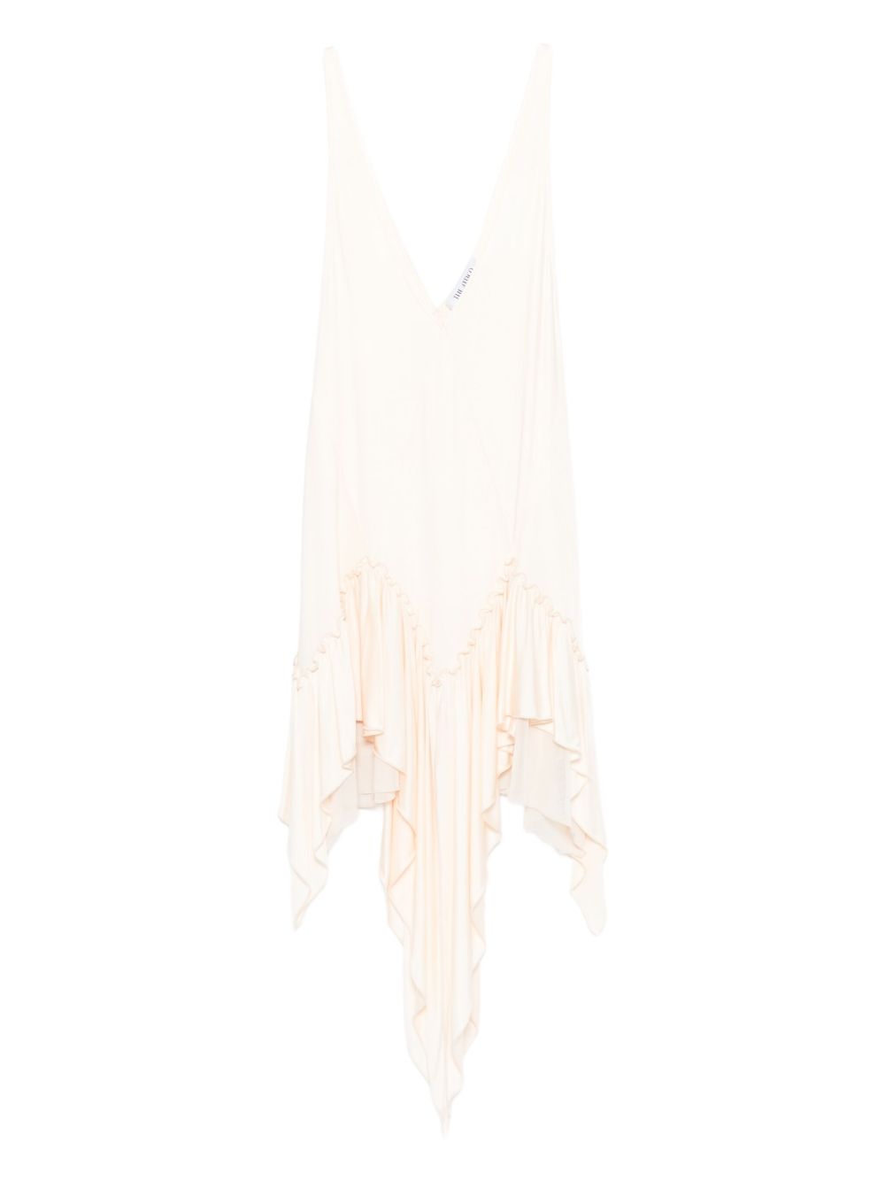 The Attico Ivory Asymmetric Ruffled Sleeveless Mini Dress Ivory