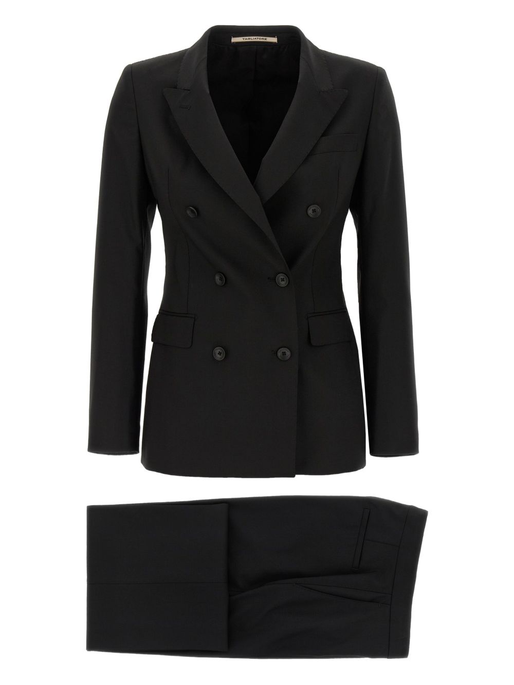Tagliatore Double-Breasted Wool-Blend Blazer Dress Black