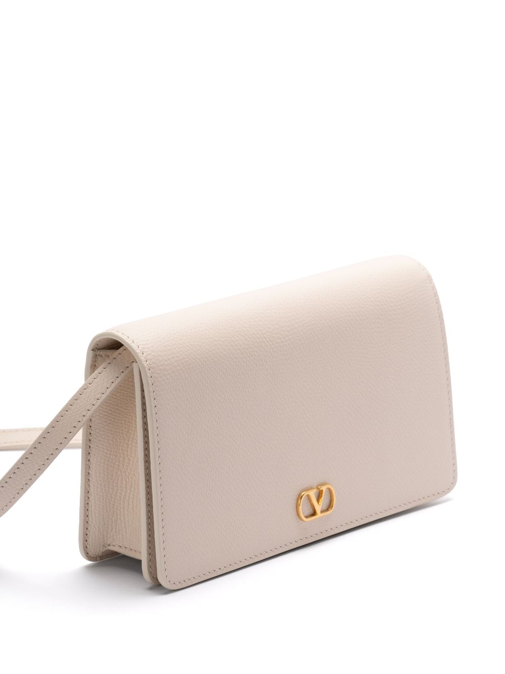 Valentino Garavani VLogo Signature Mini Clutch in Ivory Silk and Leather Ivory