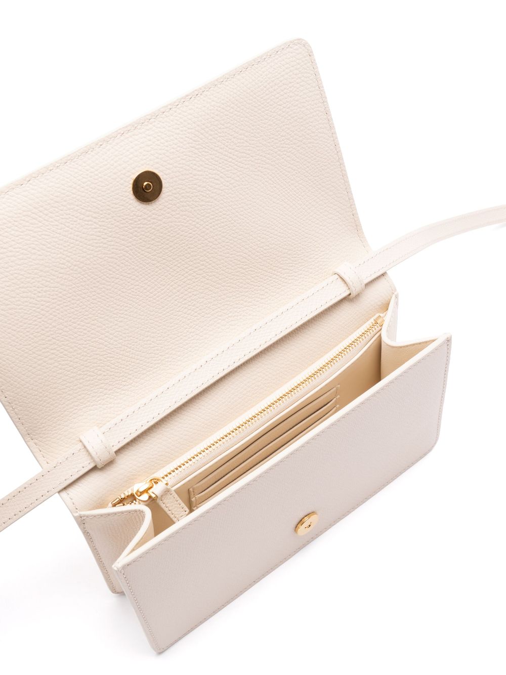 Valentino Garavani VLogo Signature Mini Clutch in Ivory Silk and Leather Ivory