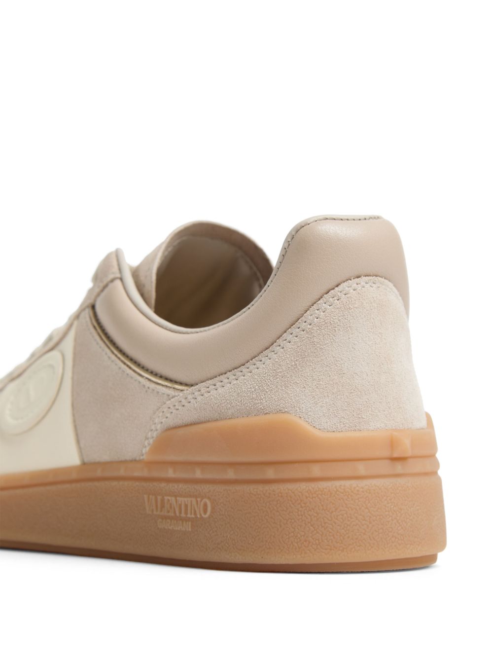 Valentino Garavani Upvillage Split Leather & Nappa Calfskin Low-Top Sneakers Beige