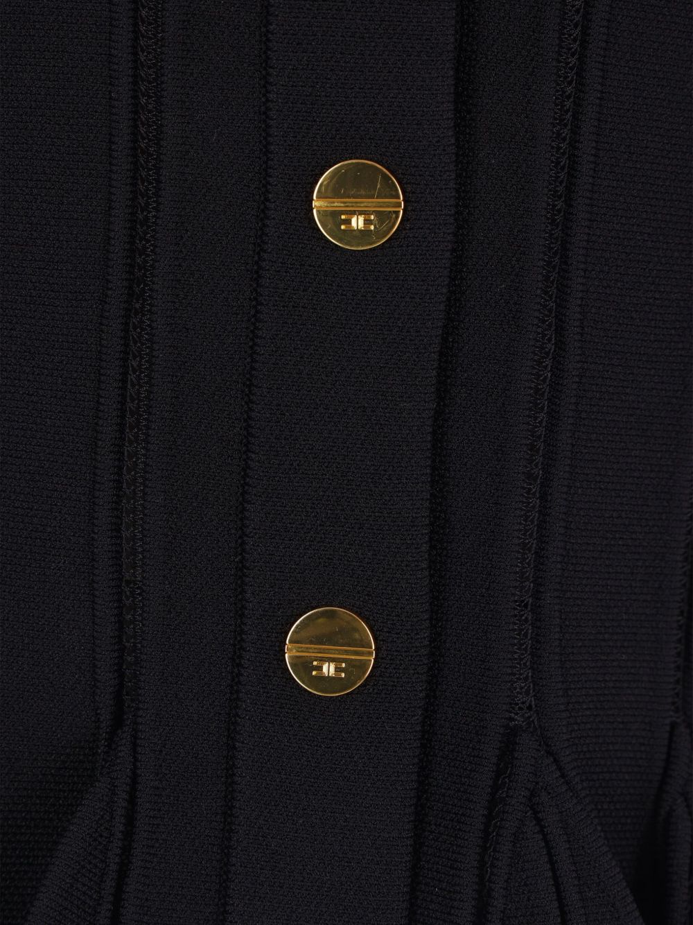 Elisabetta Franchi Ribbed-Knit Peplum Cardigan with Gold Buttons Black Black
