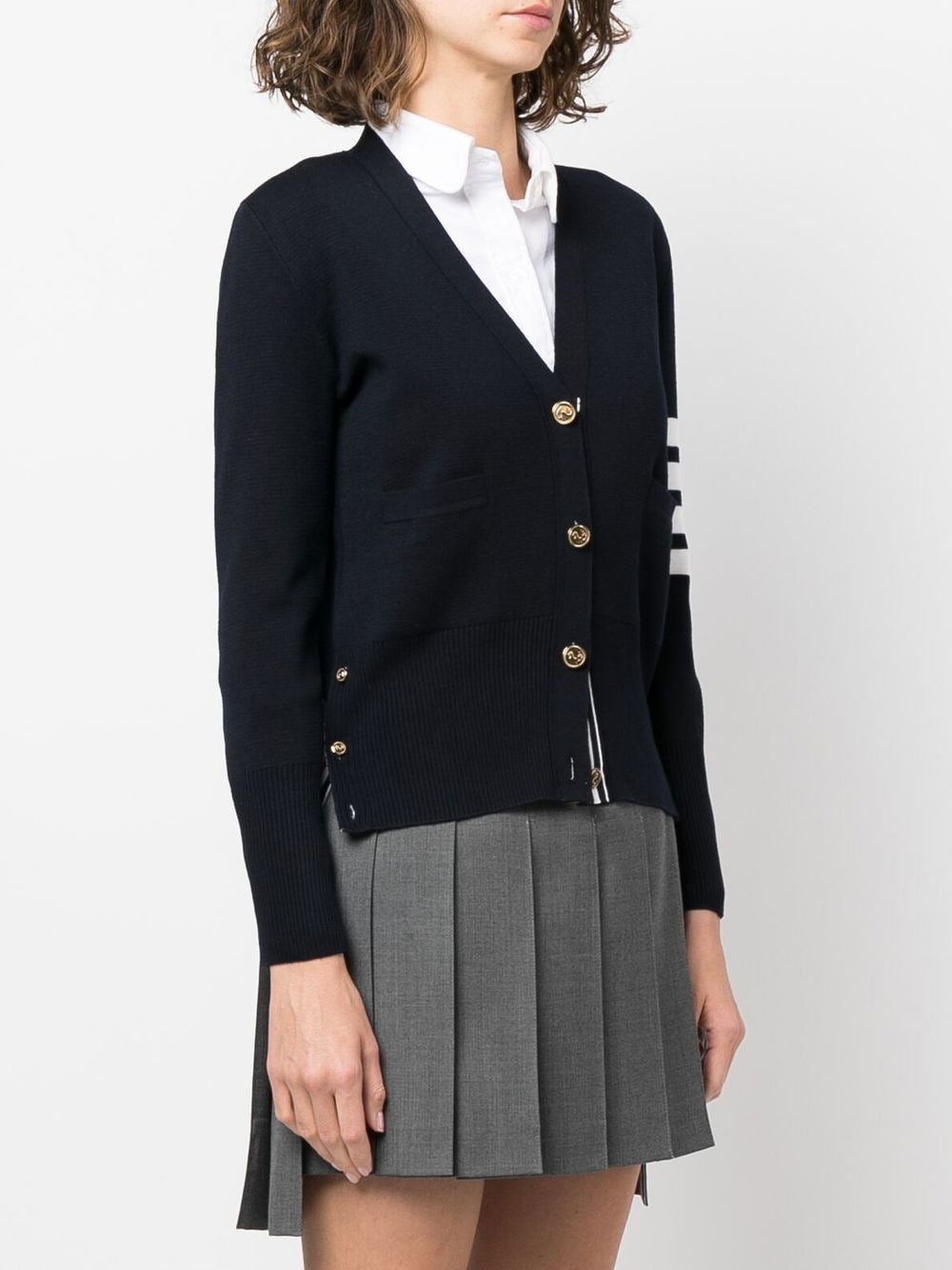 Thom Browne 4-Bar Wool Cardigan Blue