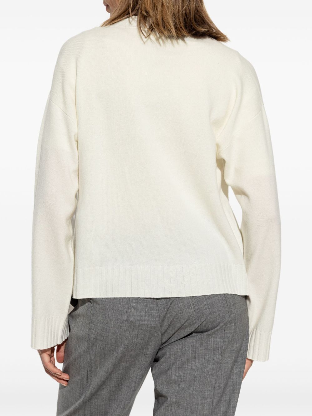 Fabiana Filippi V-Neck Wool-Silk Sweater Cream