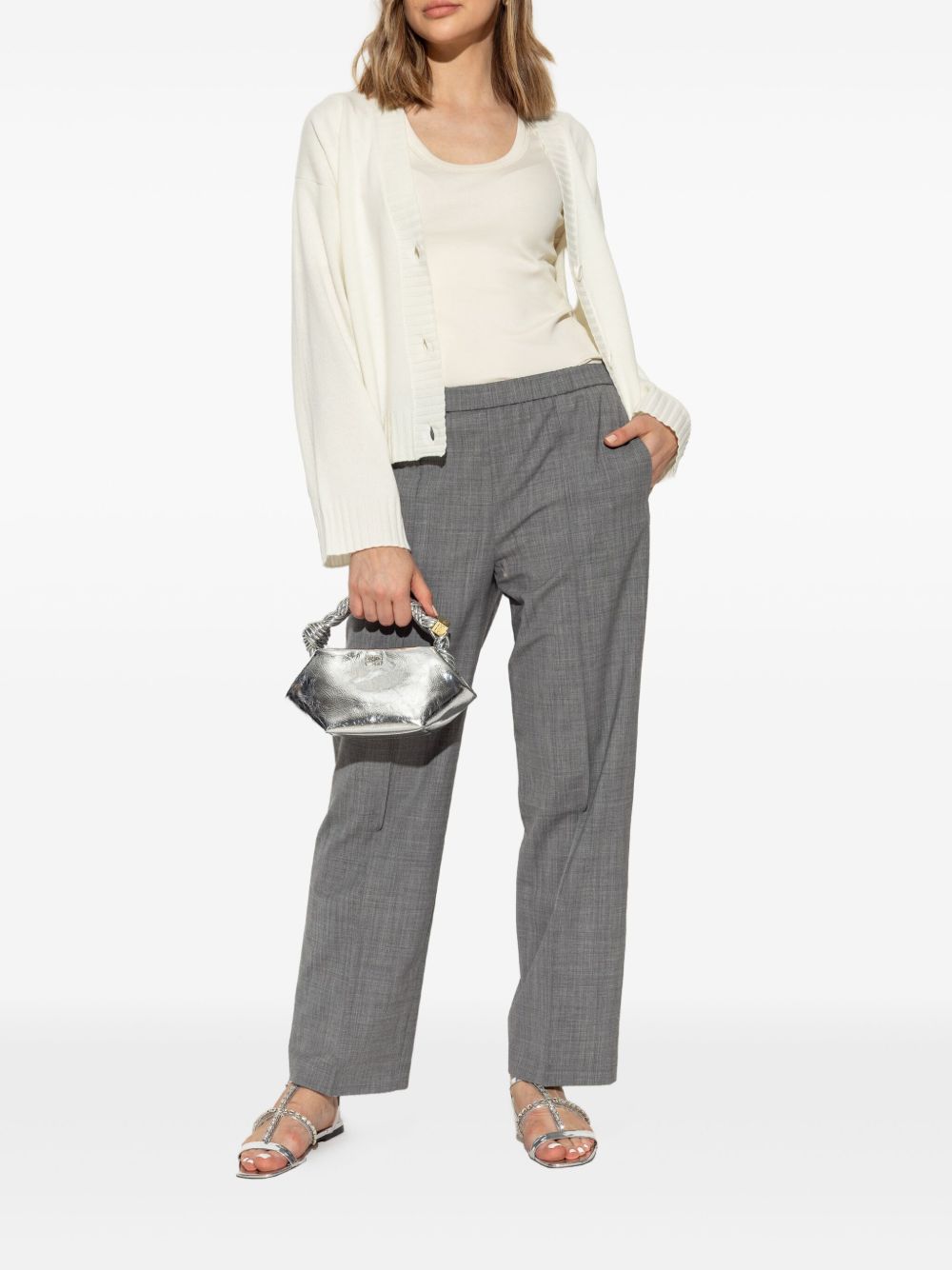 Fabiana Filippi V-Neck Wool-Silk Sweater Cream