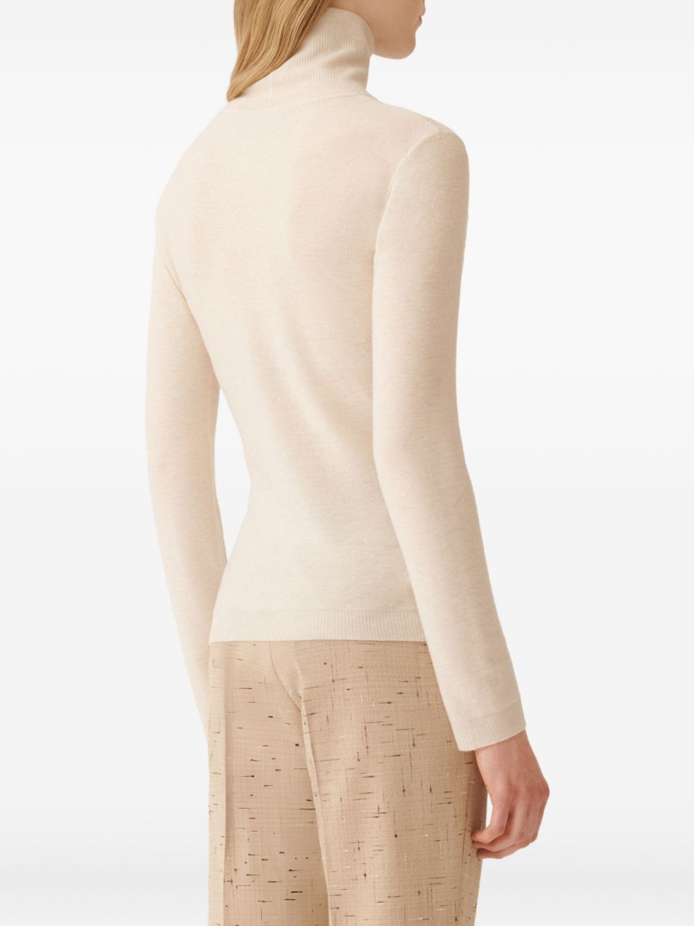Fabiana Filippi Sequined Wool Roll-Neck Sweater White