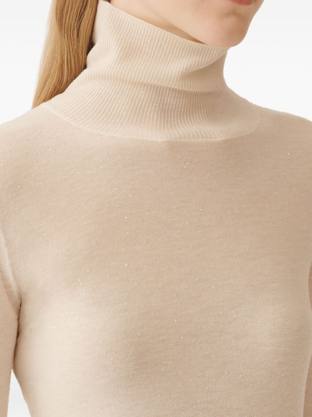 Fabiana Filippi Sequined Wool Roll-Neck Sweater White