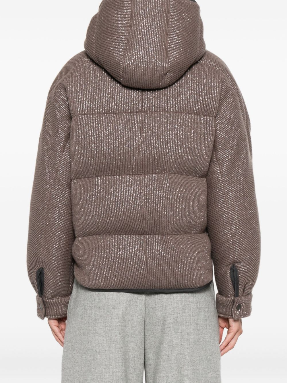 Brunello Cucinelli Quilted Cashmere Down Hooded Jacket Brown