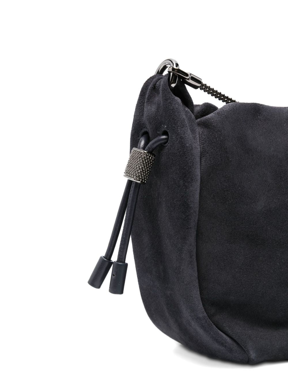 Brunello Cucinelli Drawstring Chain-Strap Suede Mini Crossbody Bag Brown