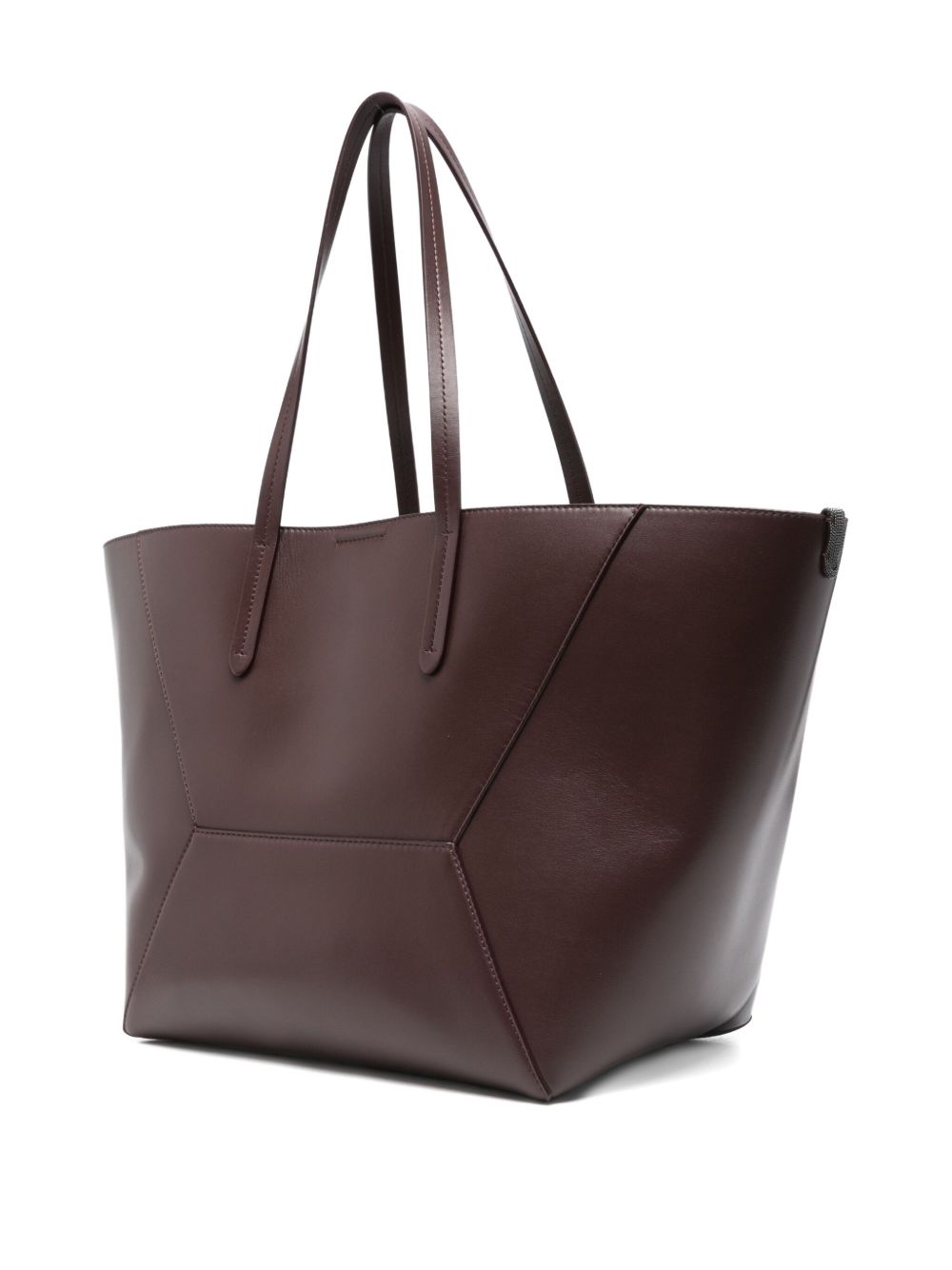 Brunello Cucinelli BC Duo panelled leather tote bag bordeaux