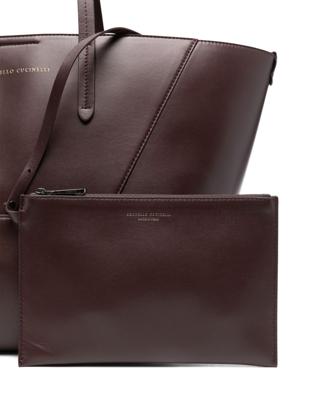 Brunello Cucinelli BC Duo panelled leather tote bag bordeaux