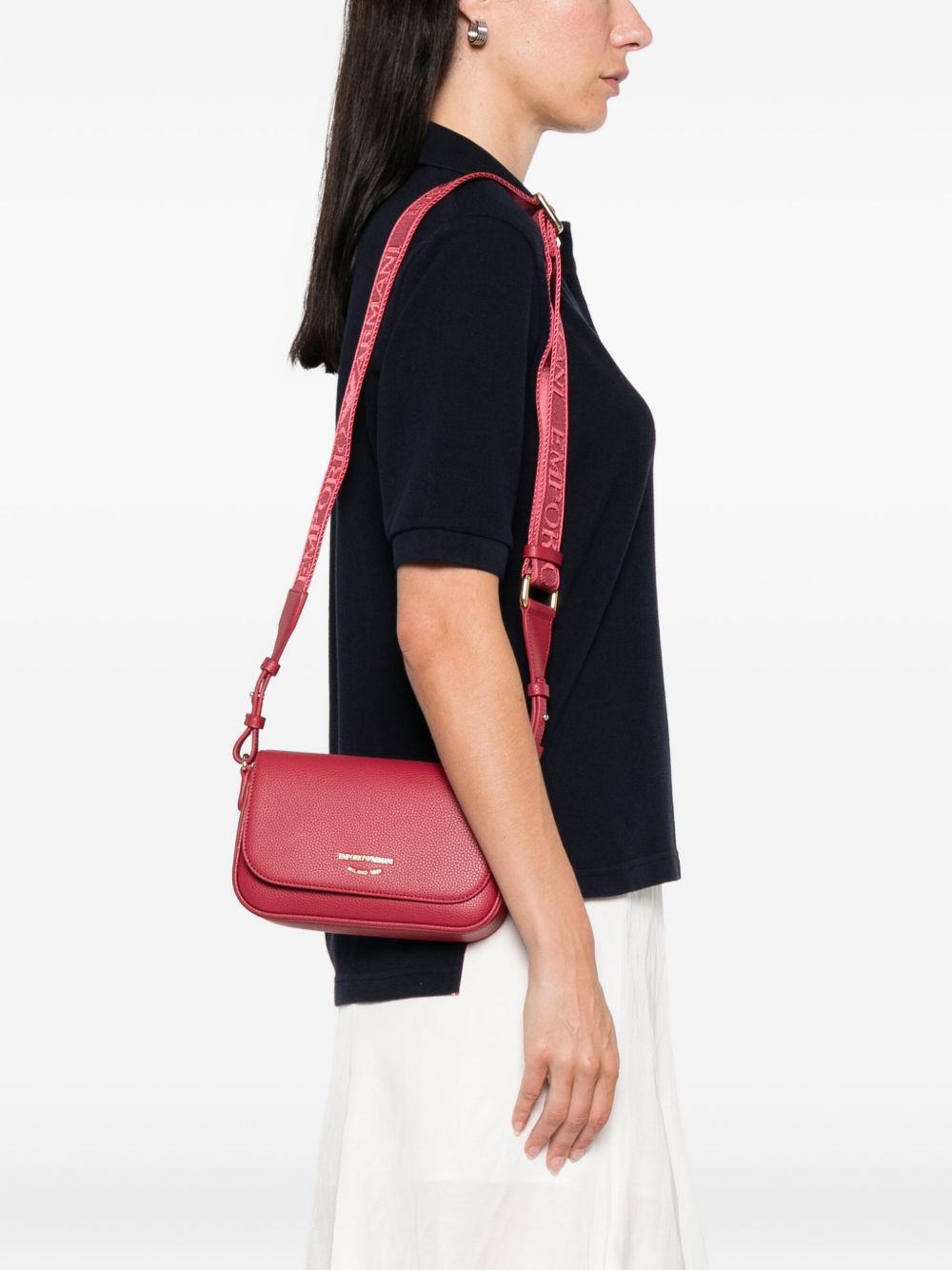 Emporio Armani Deer-Print Mini Shoulder Bag in Bordeaux