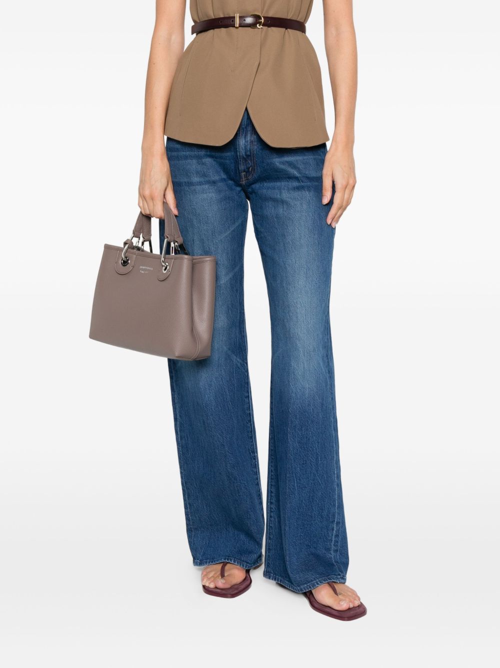 Emporio Armani MyEA Small Pebbled Shopper Bag Dove Grey