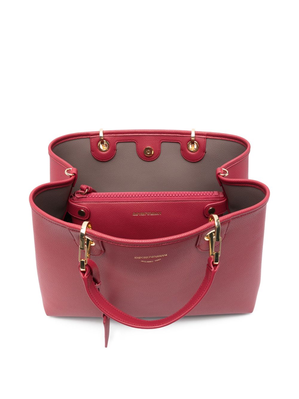 Emporio Armani MyEA Medium Deer-Print Shopper Bag Red