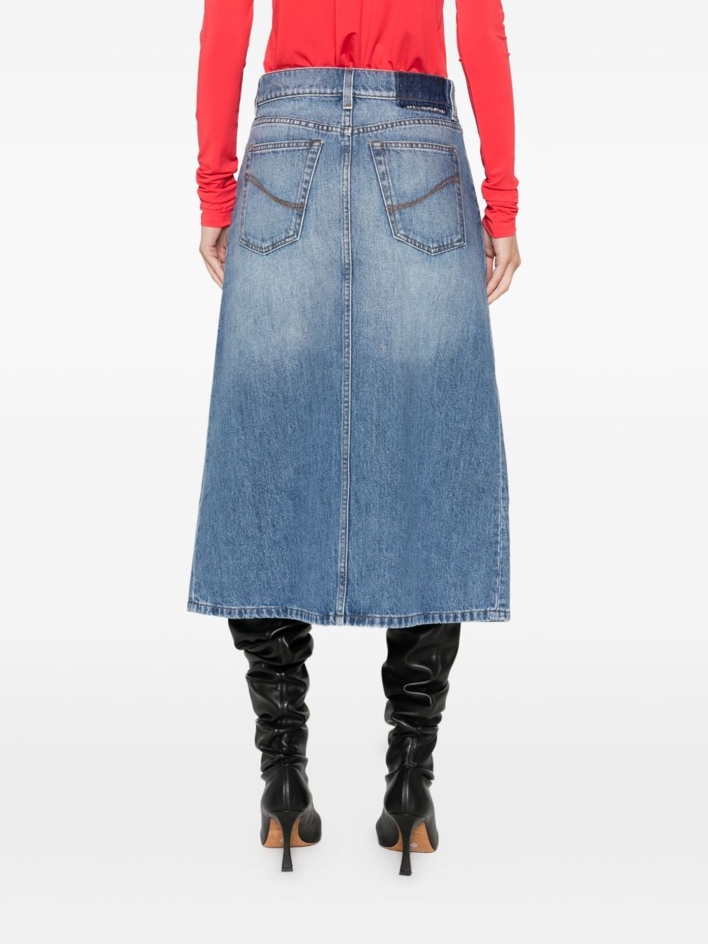 Stella McCartney Denim A-Line Midi Skirt Blue Blue