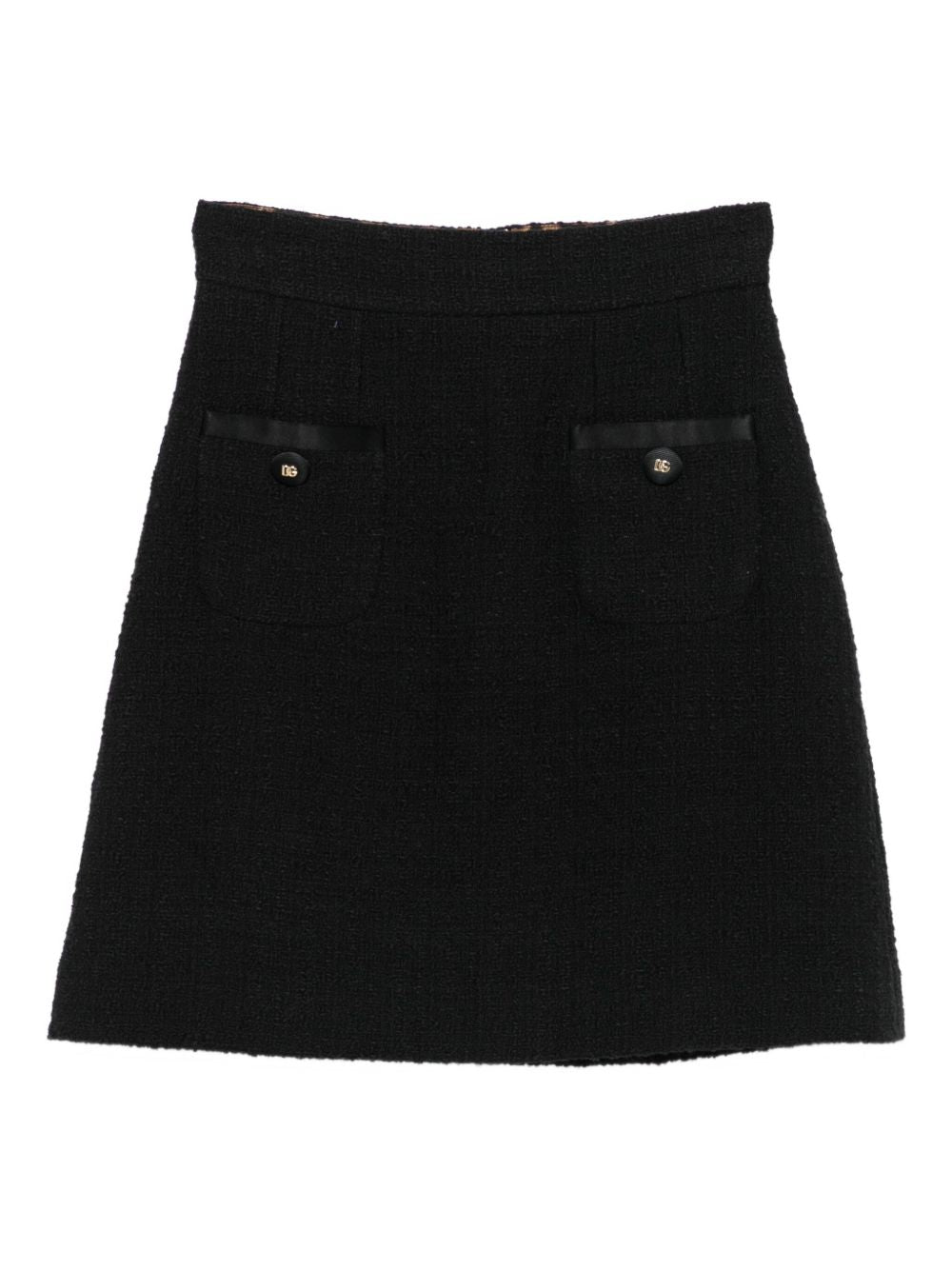 Dolce & Gabbana Tweed Mini Skirt with Patch Pockets in Black black