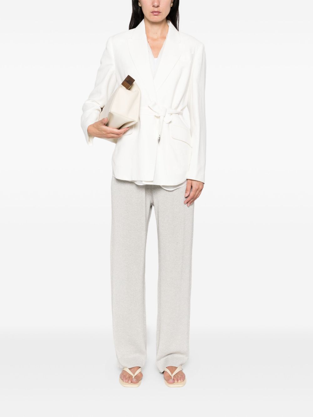 Brunello Cucinelli Ribbed Knit Cropped Straight-Leg Trousers Grey