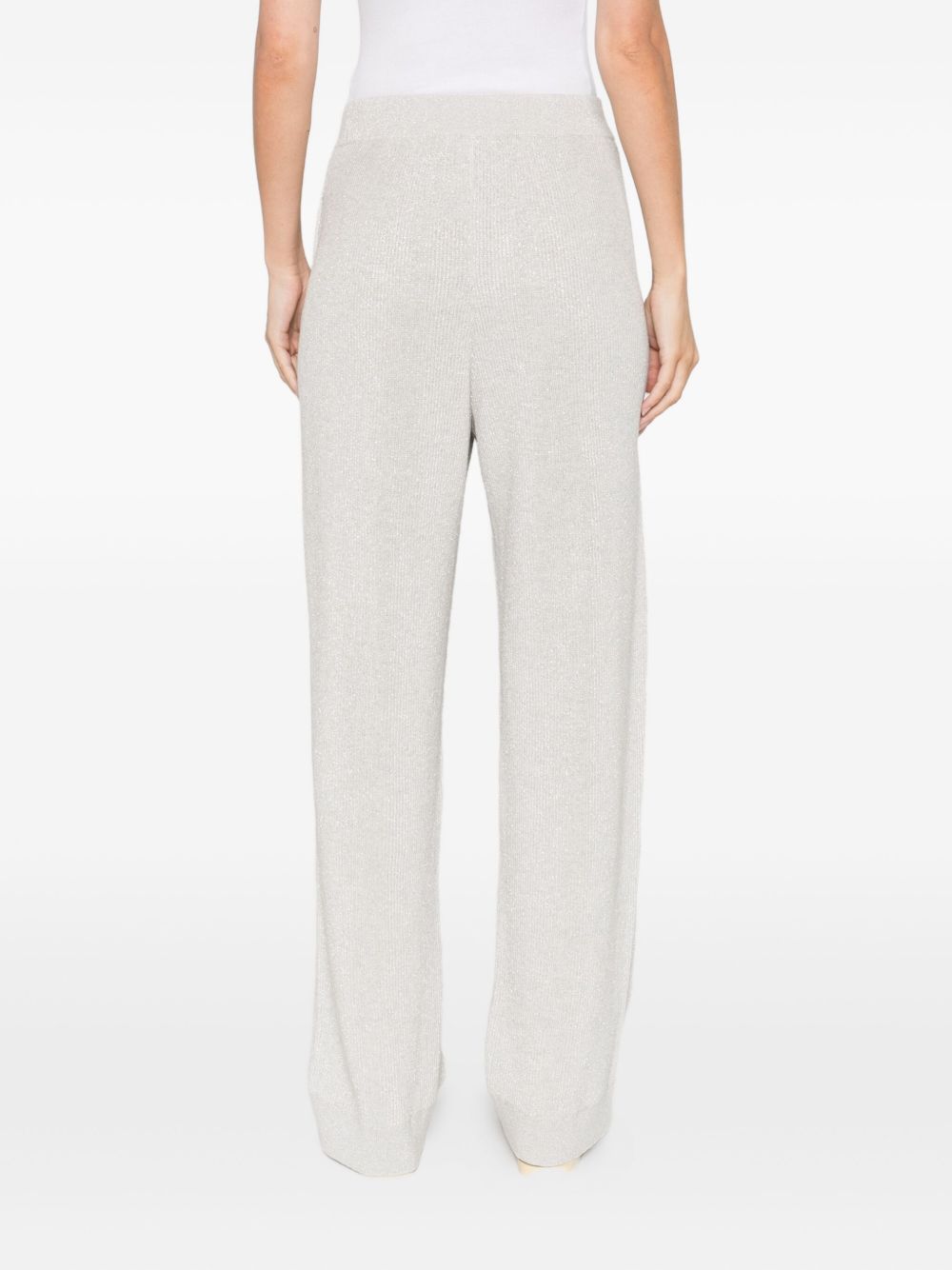 Brunello Cucinelli Ribbed Knit Cropped Straight-Leg Trousers Grey