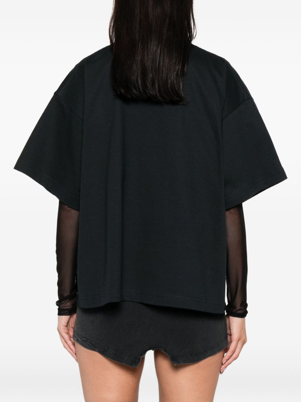 Balenciaga Oversized Logo-Print Cotton T-Shirt Black Black