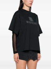 Balenciaga Oversized Logo-Print Cotton T-Shirt Black Black